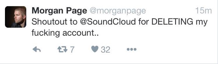 Morgan Page 為 SoundCloud 上的知名用戶，卻遭到官方刪除帳號。（via Digital Music News）